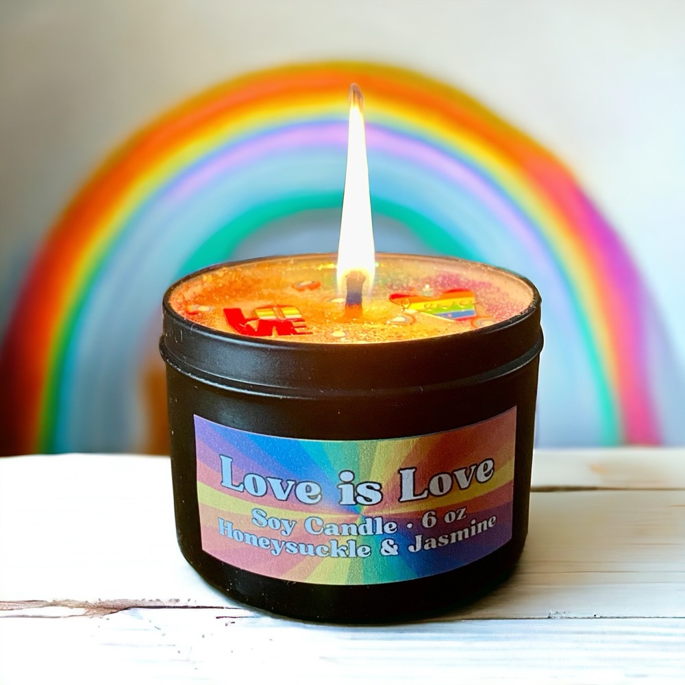 Love is Love Pride Candle 🌈 | Honeysuckle Jasmine Scent | 6 oz